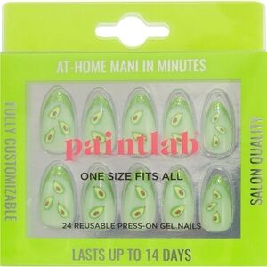 PaintLab Avocado Glitter Short Almond Shaped Press On Nails